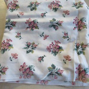 Vintage Dan Rivers 1 Twin Flat Sheet White Pink Floral USA Made